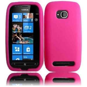  Nokia Lumia 710 Rubber Silicone Skin Case Cover   Hot Pink 