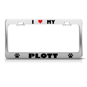  Plott Paw Love Heart Pet Dog Metal license plate frame Tag 
