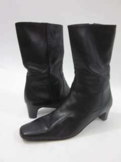 COLE HAAN Black Leather Square Toe Mid Calf Boots Sz 8  