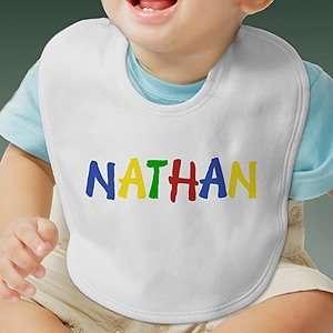  Personalized Baby Bib   Primary Name Design Baby