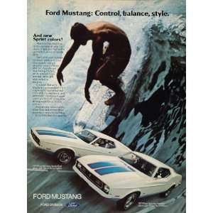  1972 Ad Ford Mustang Muscle Car Sprint Decor Surfer 
