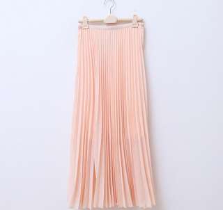   Summer Pleated Dress Chiffon Gisele Long Skirt With Side Zipper  