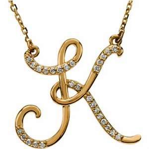  14k Yellow Gold Curvy K Initial Necklace Jewelry Days 