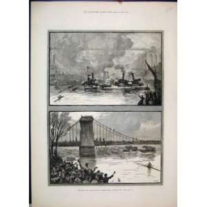 1882 Boat Race Sculling Championship Tyne Antique Print  