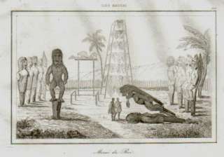 HAWAII TEMPLE 1836 original print   Rienzi  