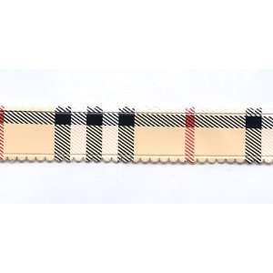  15mm Plaid Vinyl Finished Headband Cover in Tan   2 Yards 