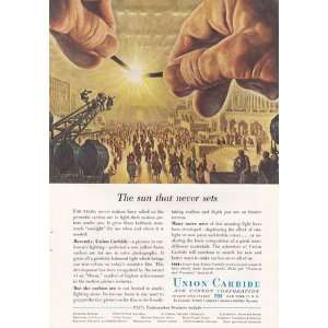 Print Ad 1956 Union Carbide Moviemakers, The sun that never sets 