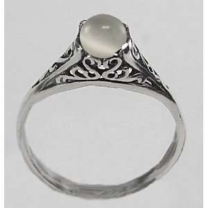   Filigree Ring Featuring a Lovely White Moonstone Gemstone Jewelry