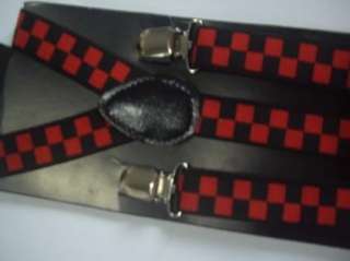 HOT Red Lattice pattern Clip on Elastic Y back Brace Suspenders 1 