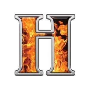  Reflective Letter H with Inferno Flames   12 h 