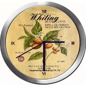 WHITING 14 Inch Coffee Metal Clock Quartz Movement  
