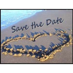  Heart in the Sand Save the Date Postage Stamps Office 