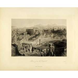  1849 Copper Engraving Rome Capitol Bartlett Warren Italy 
