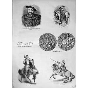   C1890 King Henry Viii Seal Knight Armour Horse Print