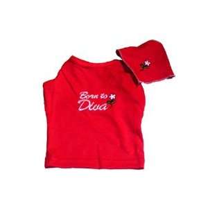 Born to Diva Leash Accessible Embroidered Matching 2 Piece Dog Tee and 