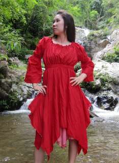 Medieval Serving Wench Full Cotton Dress in Red sz XL  