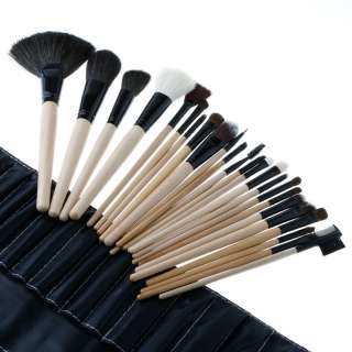   PCS Pro Wooden Handle Makeup Brush tool Roll Case Cosmetic Brushes kit
