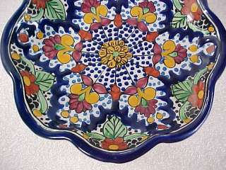   Mexican Pottery 8 Round Scalloped Plate Signed Talavera Ibarra  