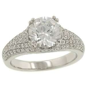    Tapered Pave Diamond Eng Ring w Milgrain.71ct (cz ctr) Jewelry