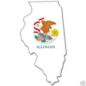 Illinois State Map Flag bumper sticker decal 3 x 5  