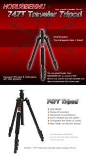 NEW HorusBennu Camera Tripod 747T Traveler (56)w/ Carrying Case for 