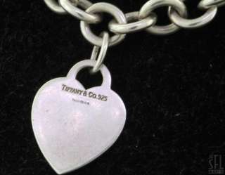 TIFFANY & CO. STERLING SILVER LOVELY HEART CHARM CHAIN LINK NECKLACE 
