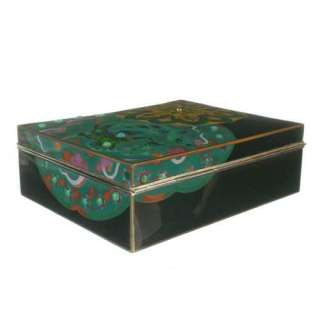 Inaba Fenghuang and Flower Jeweled Japanese Cloisonne Box large 