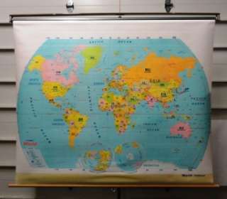 Modern Educational Systems World Retractable Classroom Pull Down Map 