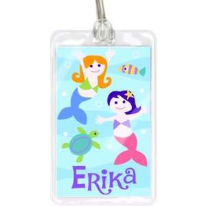  Mermaids   Personalized Name Tag on Clear Plastic Lanyard 