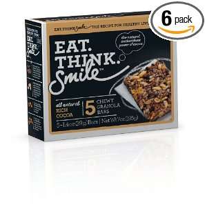Eat. Think. Smile. Chewy Granola Bars, Rich Cocoa, 7 Ounce Boxes (Pack 
