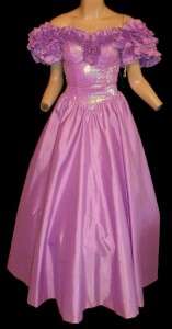 Vintage 80s NOS Lavender Sequin Civil War Southern Belle Prom Dress XS 