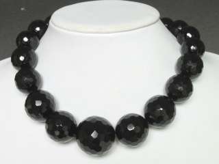 Necklace Black Onyx Giant 16 30mm Facet Round Beads  