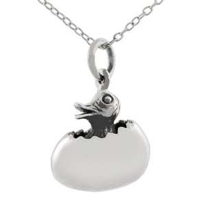  Sterling Silver Movable Baby Duck Egg Pendant Jewelry
