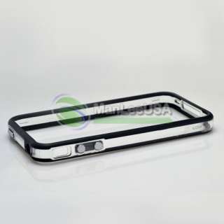 Best New For Apple iPhone 4 4G Black Clear Bumper Case Metal Buttons 