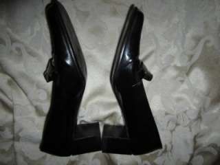   black leather COACH pumps shoes loafers black size 6.5 M  