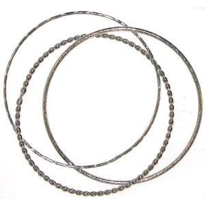   Set Of 3 Bangle Bracelets, Instyle Weddings In Silver Tone Jewelry