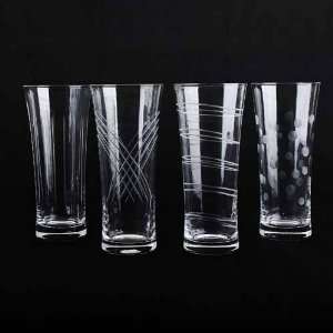  MESSALINE Set of 4 pcs Clear Crystal Hiball Water Glasses 