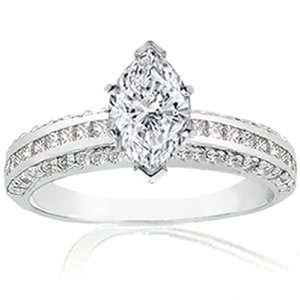   Marquise Diamond Engagement Ring Pave SI3 H EGL Fascinating Diamonds