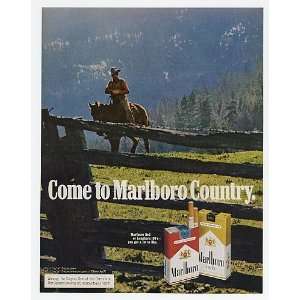  1972 Marlboro Cigarette Man Horse Mountain Print Ad (11347 