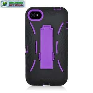   Iphone 4 4s Black Skin Case+hybrid Case Purple with Stand Cell Phones