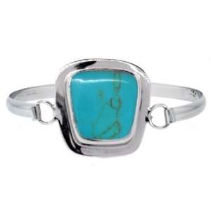    Sterling Silver Turquoise Inlay Irregular Shaped Bracelet Jewelry
