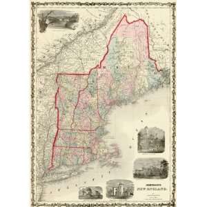  Reproduction of an 1860 Map of New England by Alvin J 