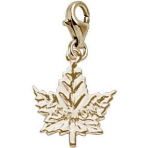 Rembrandt Charms Vermont Maple Leaf Charm with Lobster Clasp, Gold 