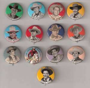 Lot of 13 Western Cowboy Pinbacks   Buttons   Pins  