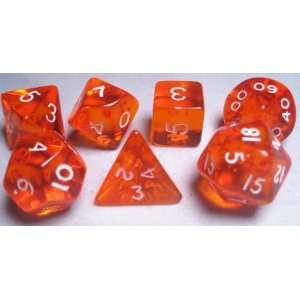  Mystic Keeper Gaming Dice Liquid Orange Polyhedral Set (7 