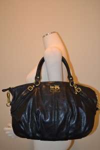 COACH NWT 15955 Madison Leather Large Sophia Black Satchel Bag NEW 