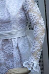 Vtg 60s Lorrie Deb Mod Empire Babydoll White Lace Scallop Wedding 