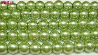   Olivedrab Faux Pearl Glass Round Charm Loose Craft Beads BDB25  