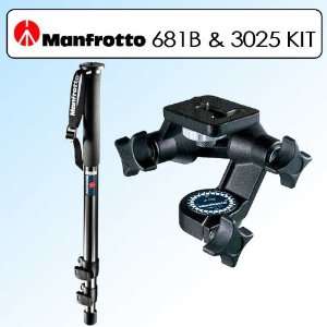  Manfrotto 681B Monopod & 056/3025 3D Junior Head Camera 