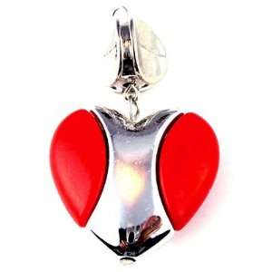  Red / Silver 2 Part Heart pendant (1 pc) 30mm x 30mmx7mm 
